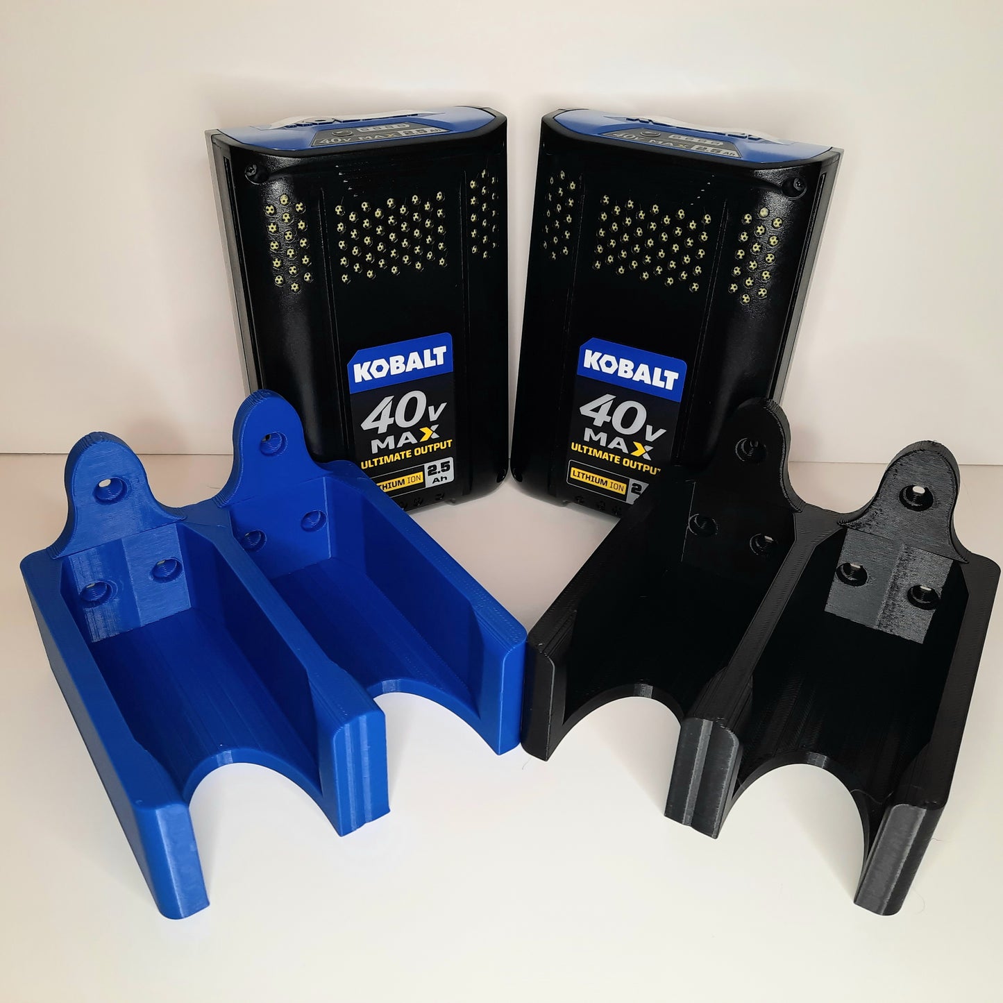 Double battery rack for a Kobalt 40v lawn equipment